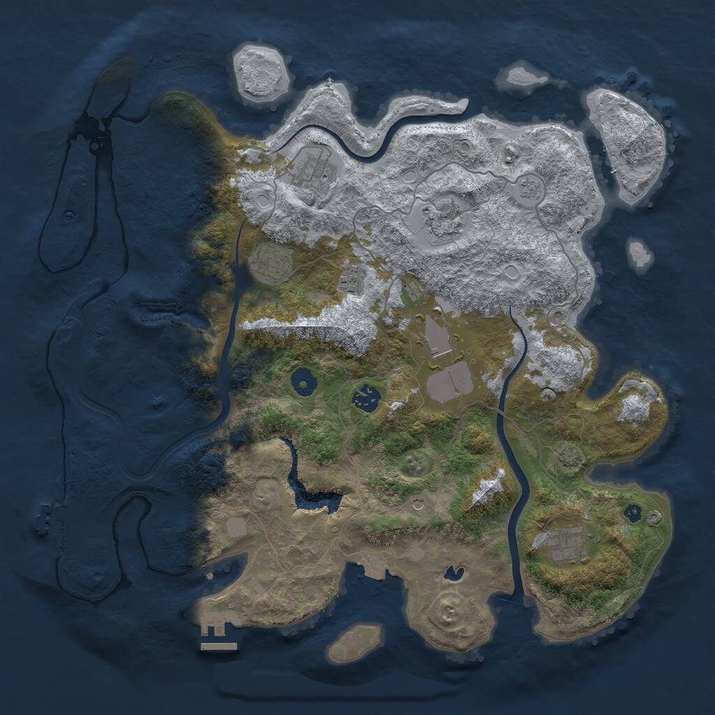Rust Map: Procedural Map, Size: 4000, Seed: 1217308601, 13 Monuments