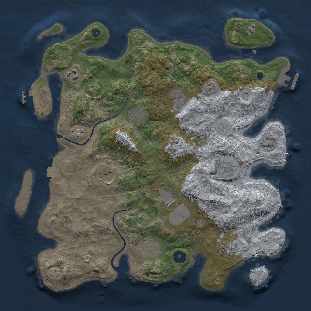 Rust Map: Procedural Map, Size: 3700, Seed: 923560064, 15 Monuments