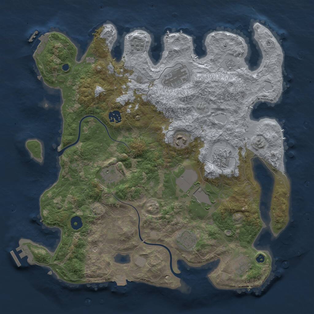 Rust Map: Procedural Map, Size: 3700, Seed: 1330039895, 15 Monuments