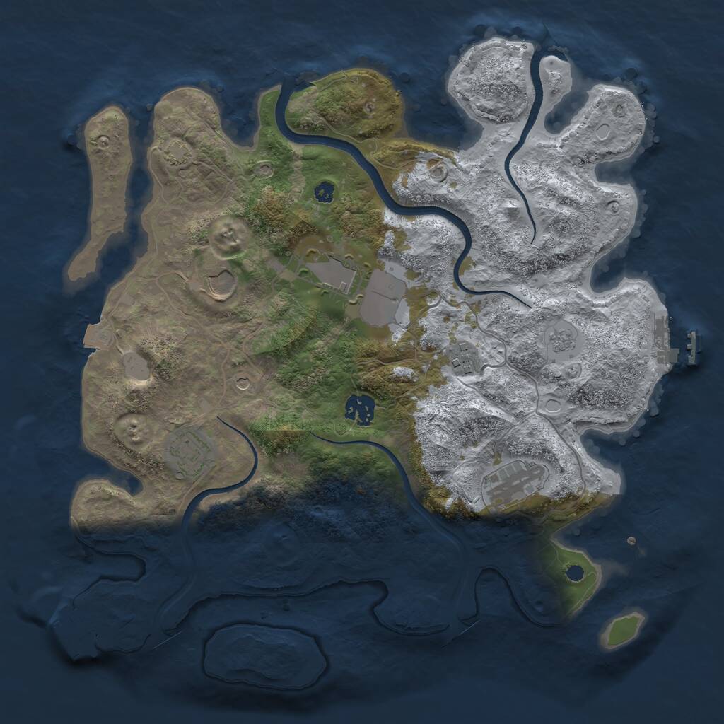 Rust Map: Procedural Map, Size: 3500, Seed: 14254, 12 Monuments