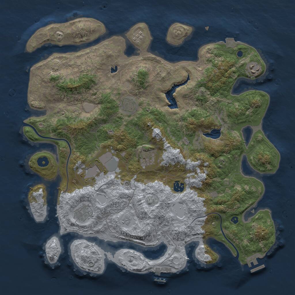 Rust Map: Procedural Map, Size: 4000, Seed: 357693564, 13 Monuments