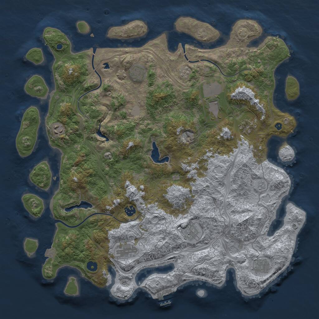 Rust Map: Procedural Map, Size: 4500, Seed: 932951842, 14 Monuments