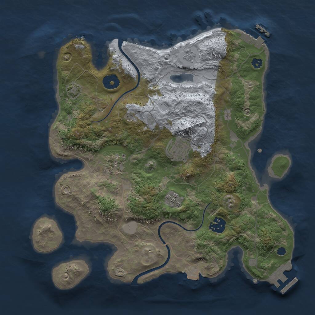 Rust Map: Procedural Map, Size: 3000, Seed: 1078472222, 10 Monuments