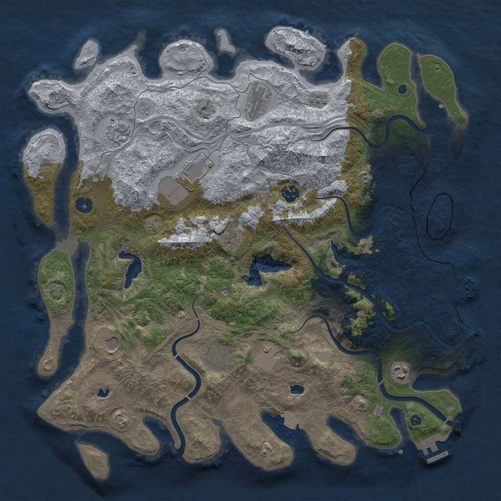 Rust Map: Procedural Map, Size: 4500, Seed: 356432, 16 Monuments