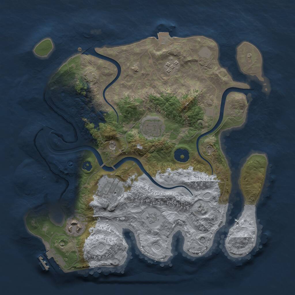Rust Map: Procedural Map, Size: 3000, Seed: 1306554159, 9 Monuments