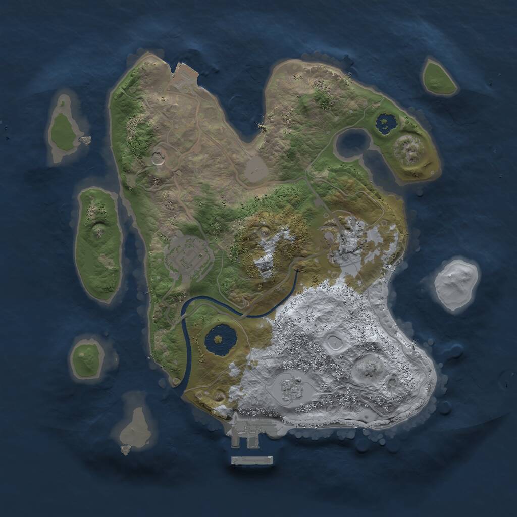 Rust Map: Procedural Map, Size: 2500, Seed: 19851223, 6 Monuments