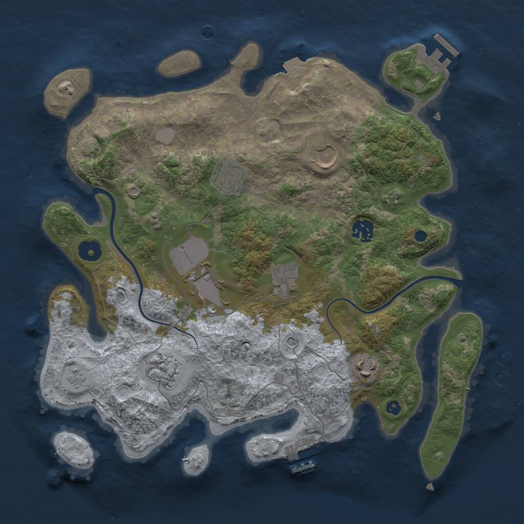 Rust Map: Procedural Map, Size: 3500, Seed: 1433158526, 13 Monuments