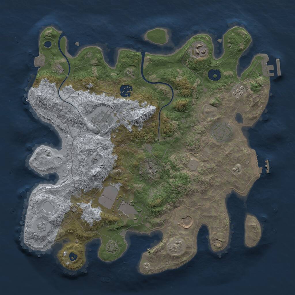 Rust Map: Procedural Map, Size: 3500, Seed: 26634, 13 Monuments