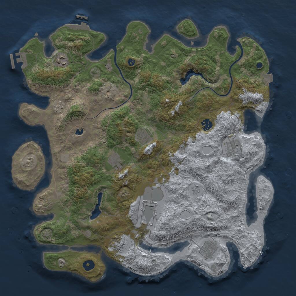 Rust Map: Procedural Map, Size: 4000, Seed: 19923, 15 Monuments