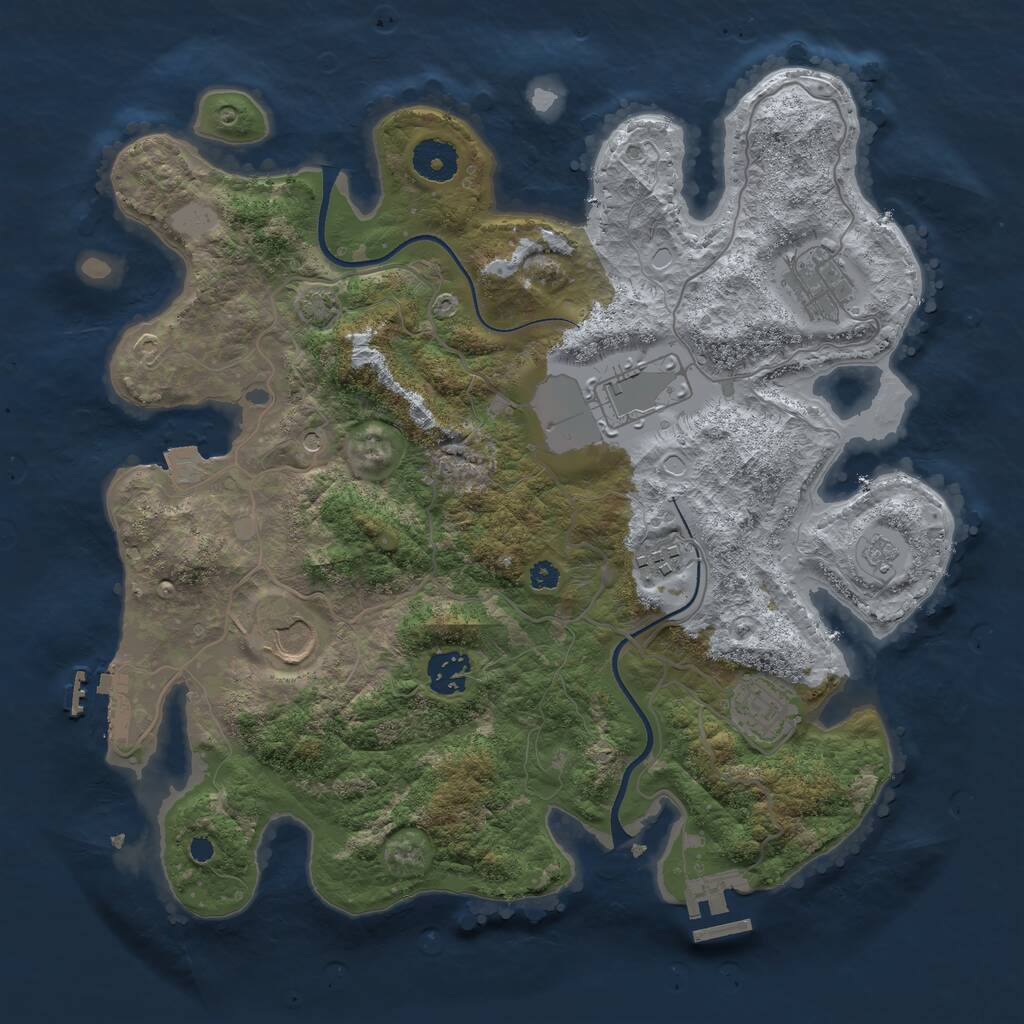 Rust Map: Procedural Map, Size: 3500, Seed: 65465121, 12 Monuments