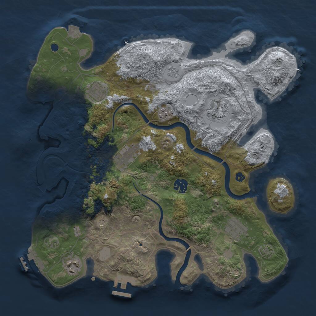 Rust Map: Procedural Map, Size: 3333, Seed: 17387, 13 Monuments