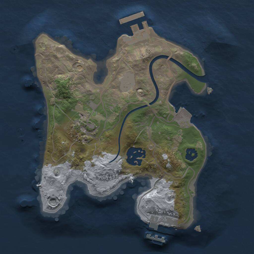 Rust Map: Procedural Map, Size: 2000, Seed: 1732987180, 5 Monuments