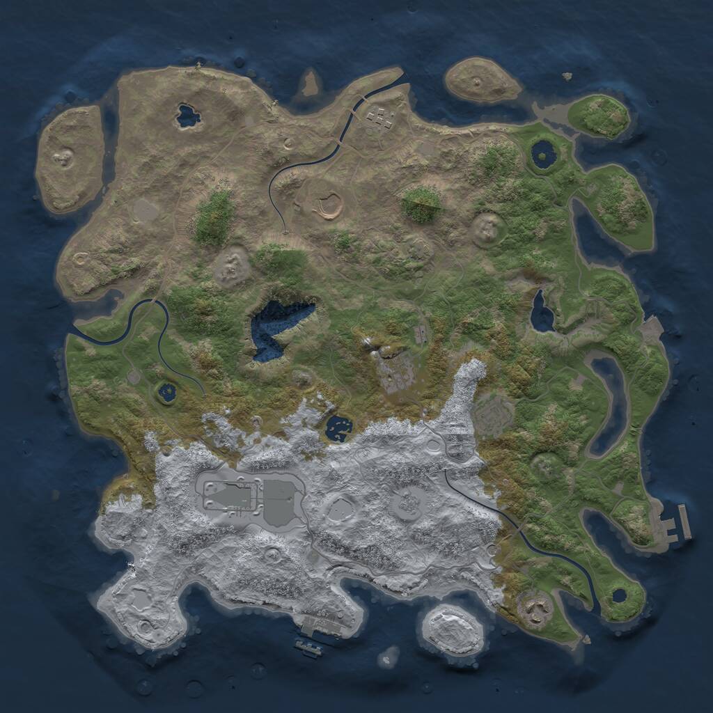 Rust Map: Procedural Map, Size: 4100, Seed: 215975189, 13 Monuments