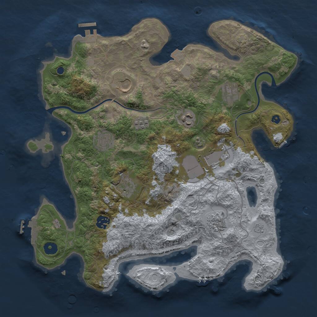 Rust Map: Procedural Map, Size: 3600, Seed: 3201, 15 Monuments