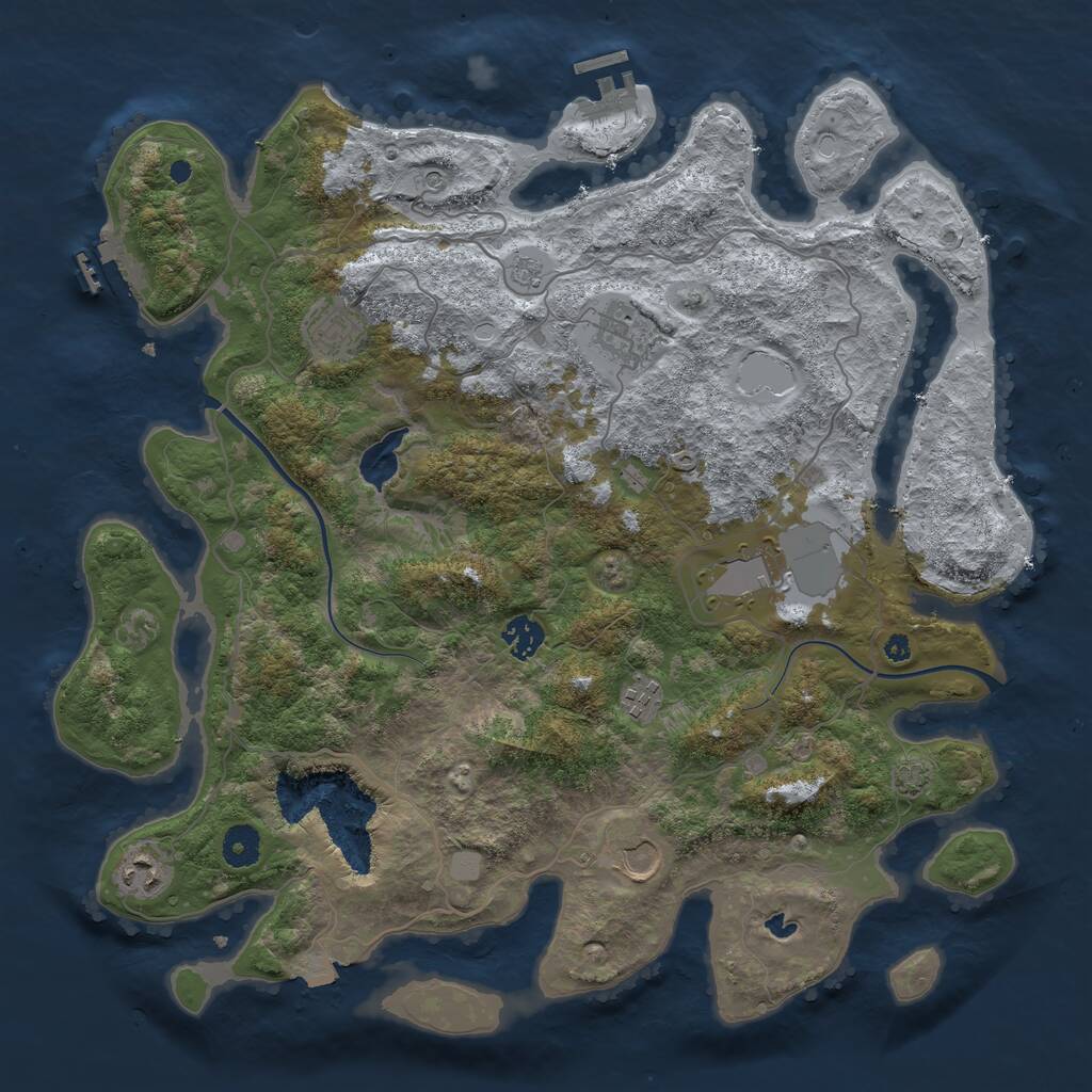Rust Map: Procedural Map, Size: 4000, Seed: 554136, 13 Monuments