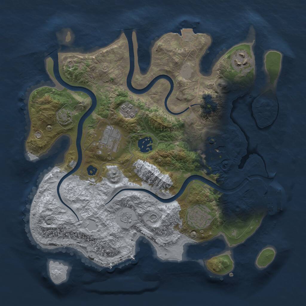 Rust Map: Procedural Map, Size: 3000, Seed: 672121066, 11 Monuments