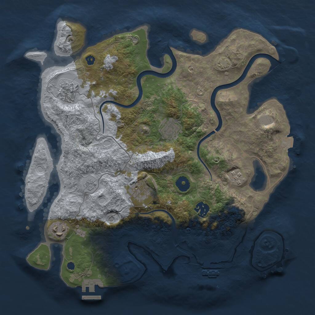 Rust Map: Procedural Map, Size: 3325, Seed: 31999, 12 Monuments