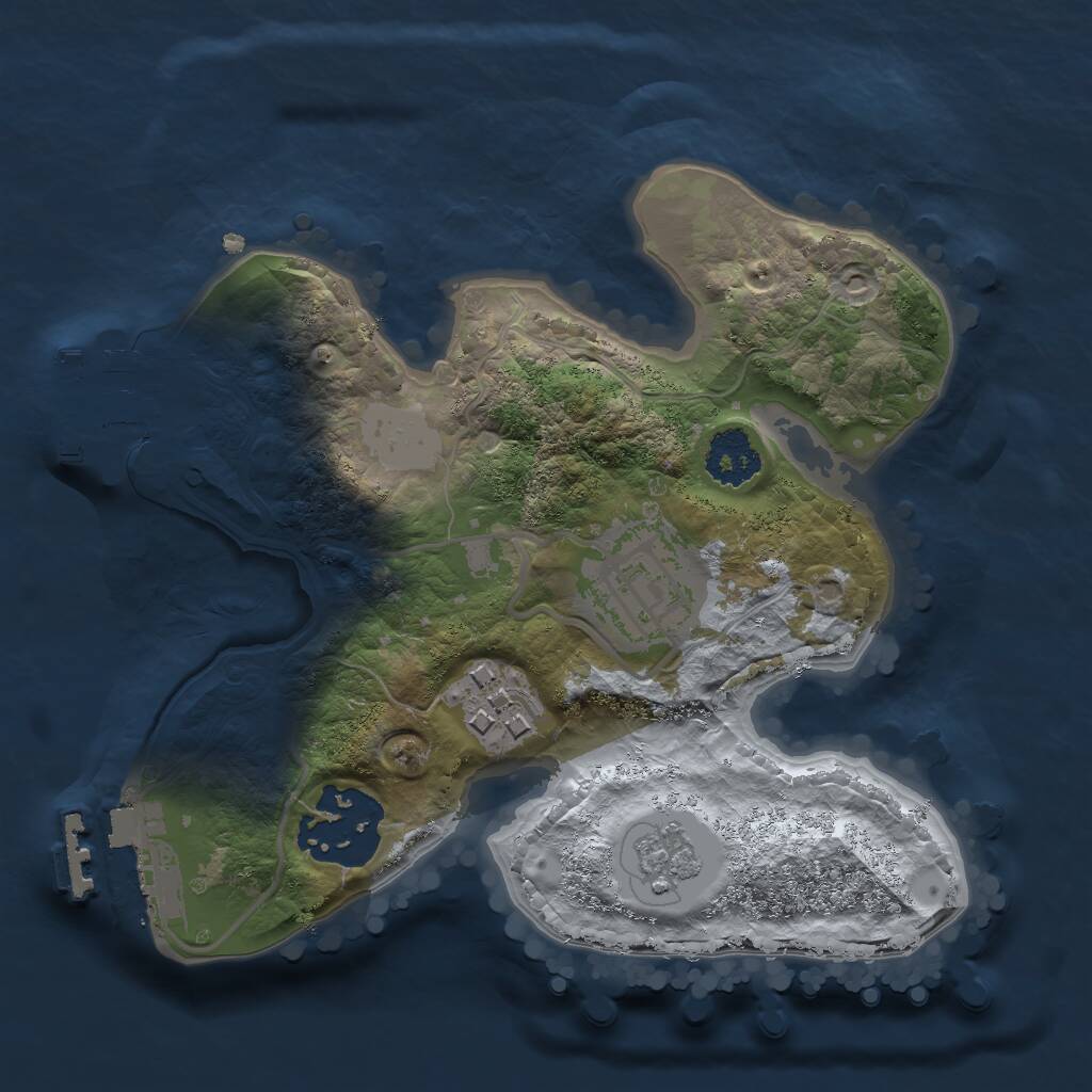 Rust Map: Procedural Map, Size: 2000, Seed: 1233335236, 7 Monuments