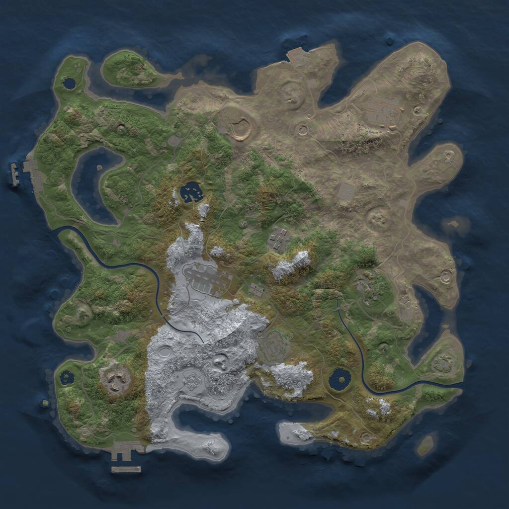 Rust Map: Procedural Map, Size: 3500, Seed: 20007, 14 Monuments