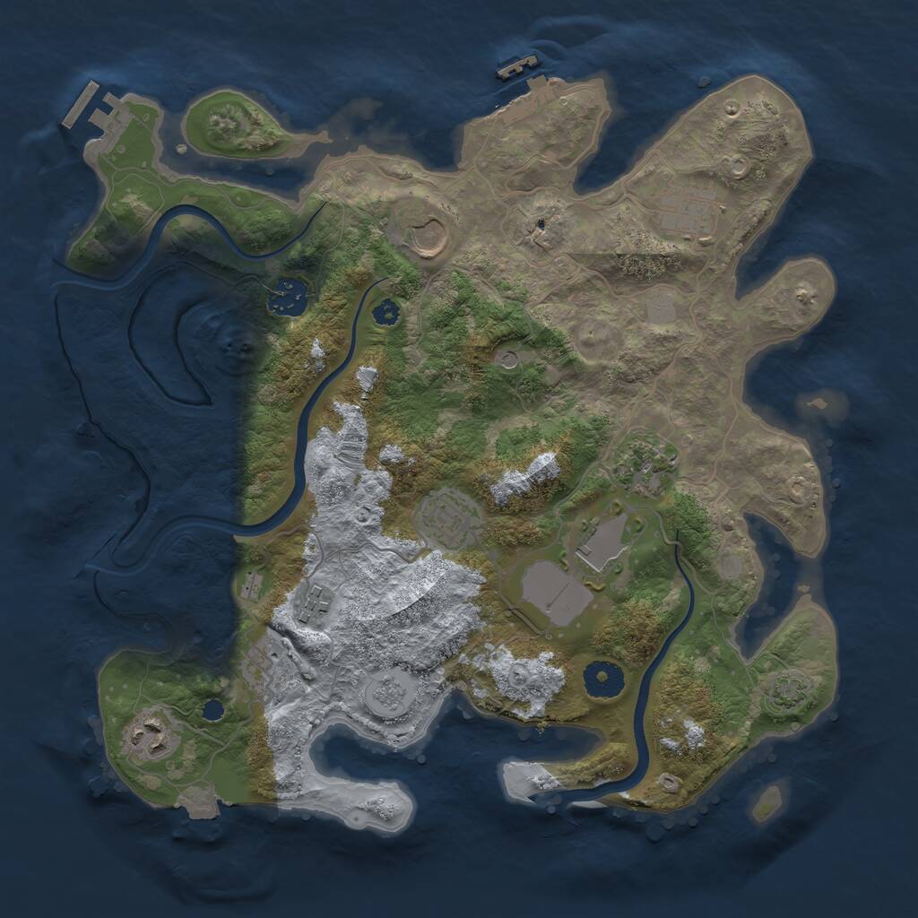 Rust Map: Procedural Map, Size: 3500, Seed: 20007, 15 Monuments