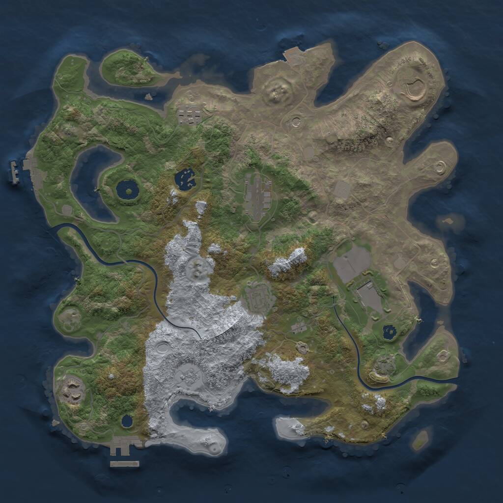 Rust Map: Procedural Map, Size: 3500, Seed: 20007, 13 Monuments