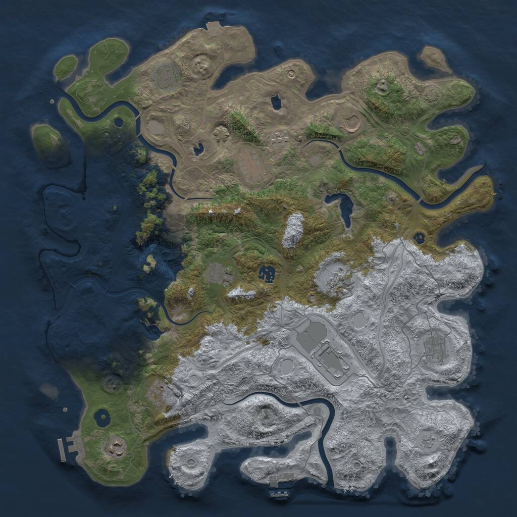 Rust Map: Procedural Map, Size: 4500, Seed: 1847079399, 17 Monuments