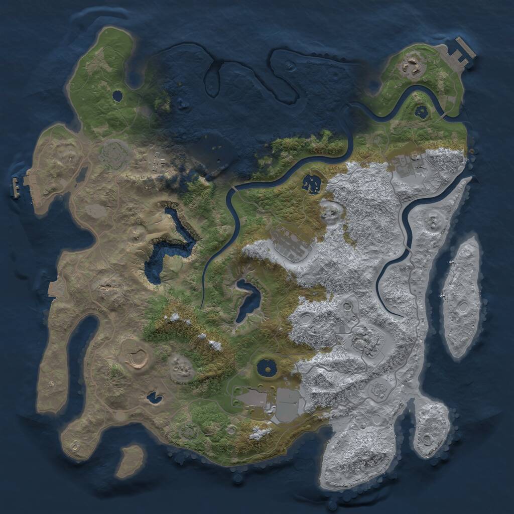Rust Map: Procedural Map, Size: 4000, Seed: 40228, 16 Monuments