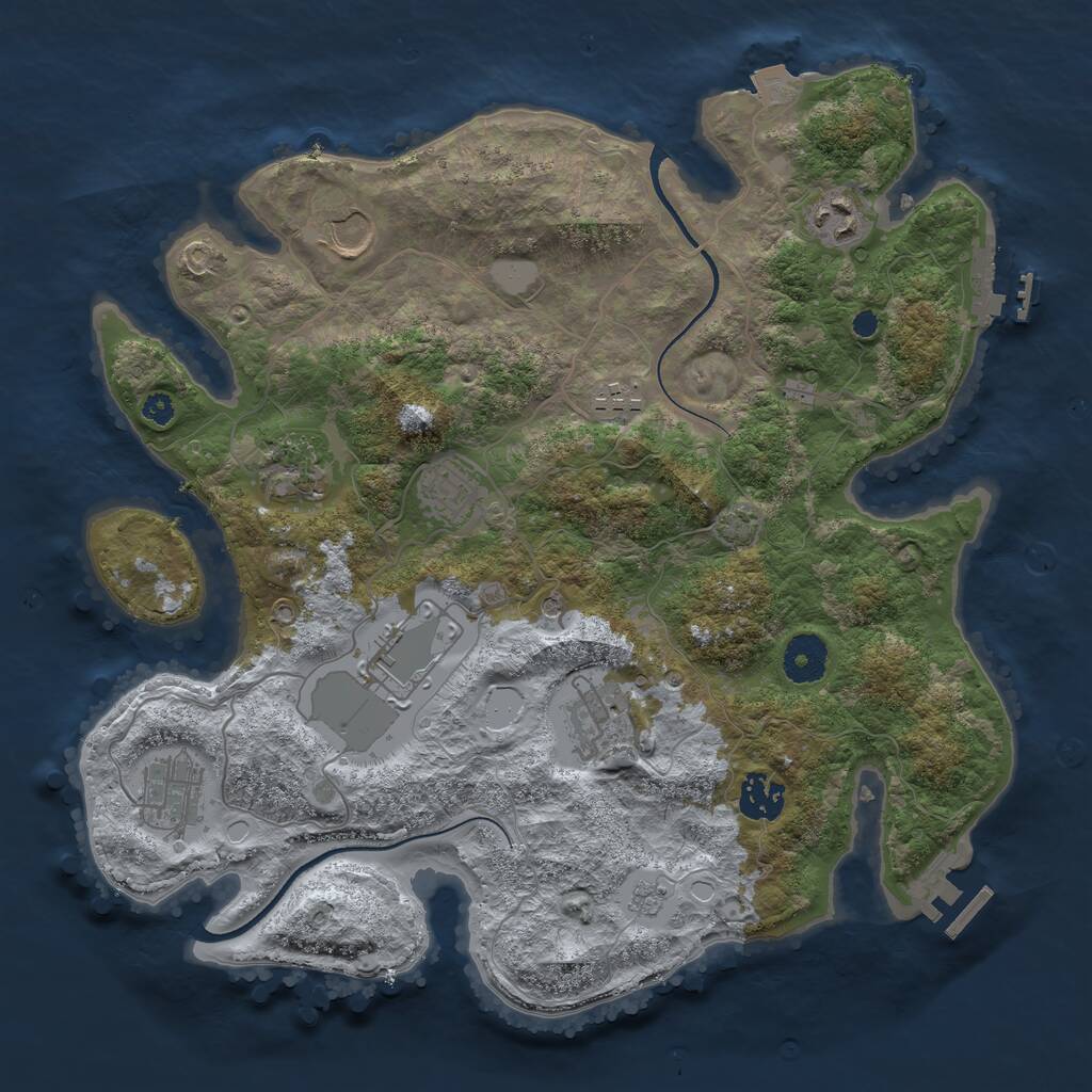 Rust Map: Procedural Map, Size: 3500, Seed: 2118279101, 15 Monuments