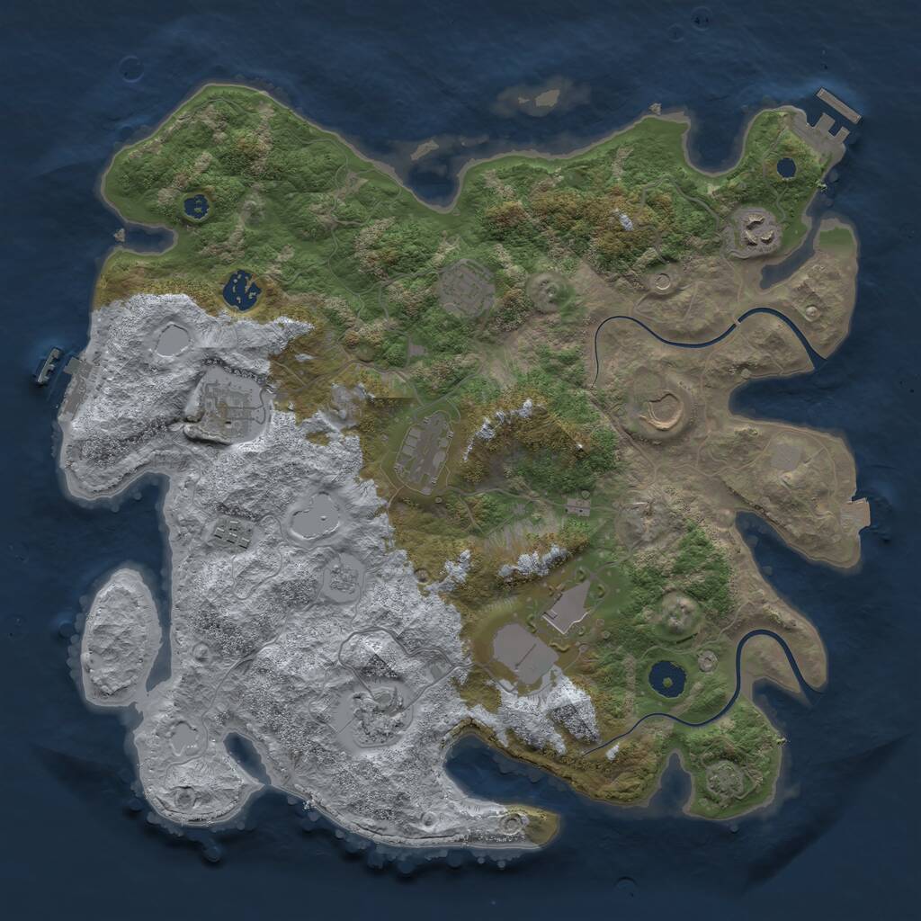 Rust Map: Procedural Map, Size: 3800, Seed: 1163115023, 15 Monuments