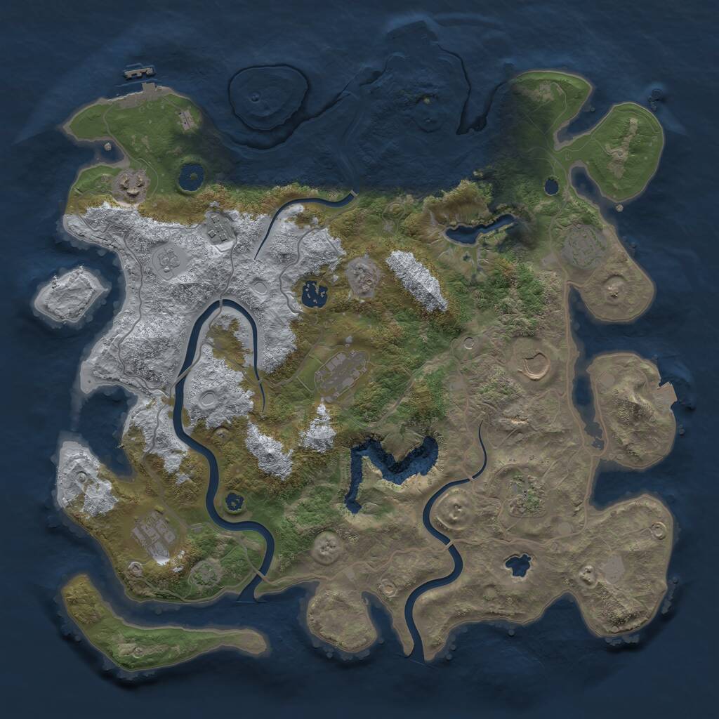 Rust Map: Procedural Map, Size: 4000, Seed: 1237009400, 14 Monuments