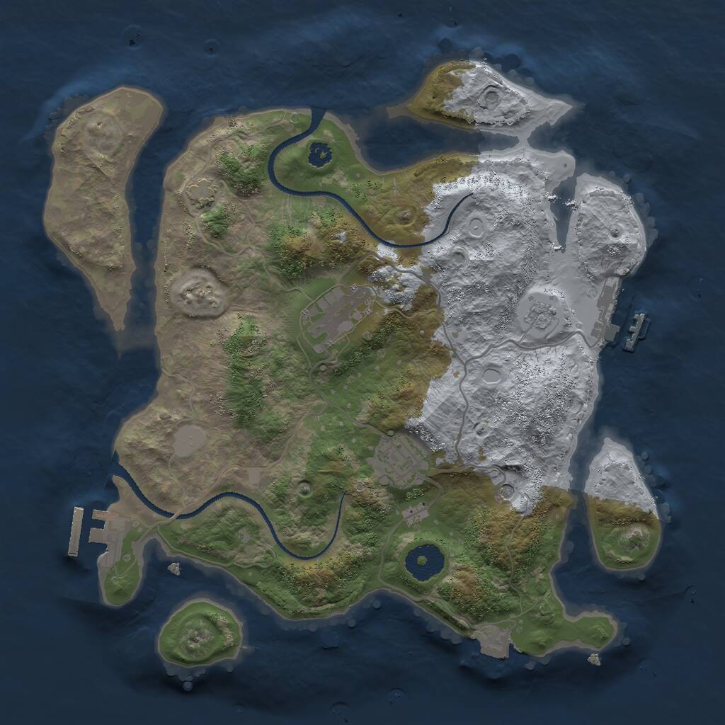 Rust Map: Procedural Map, Size: 2975, Seed: 635072461, 8 Monuments