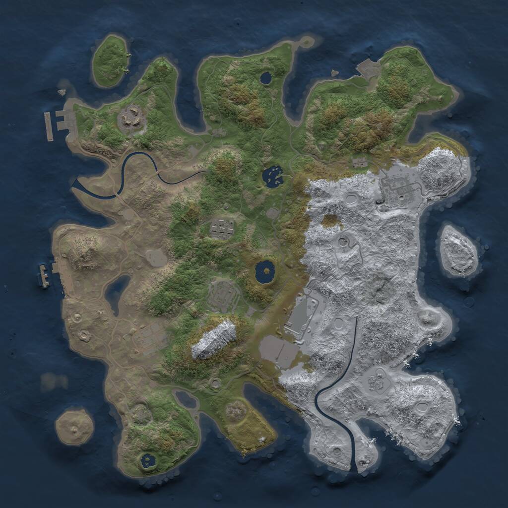 Rust Map: Procedural Map, Size: 3500, Seed: 1203536896, 13 Monuments