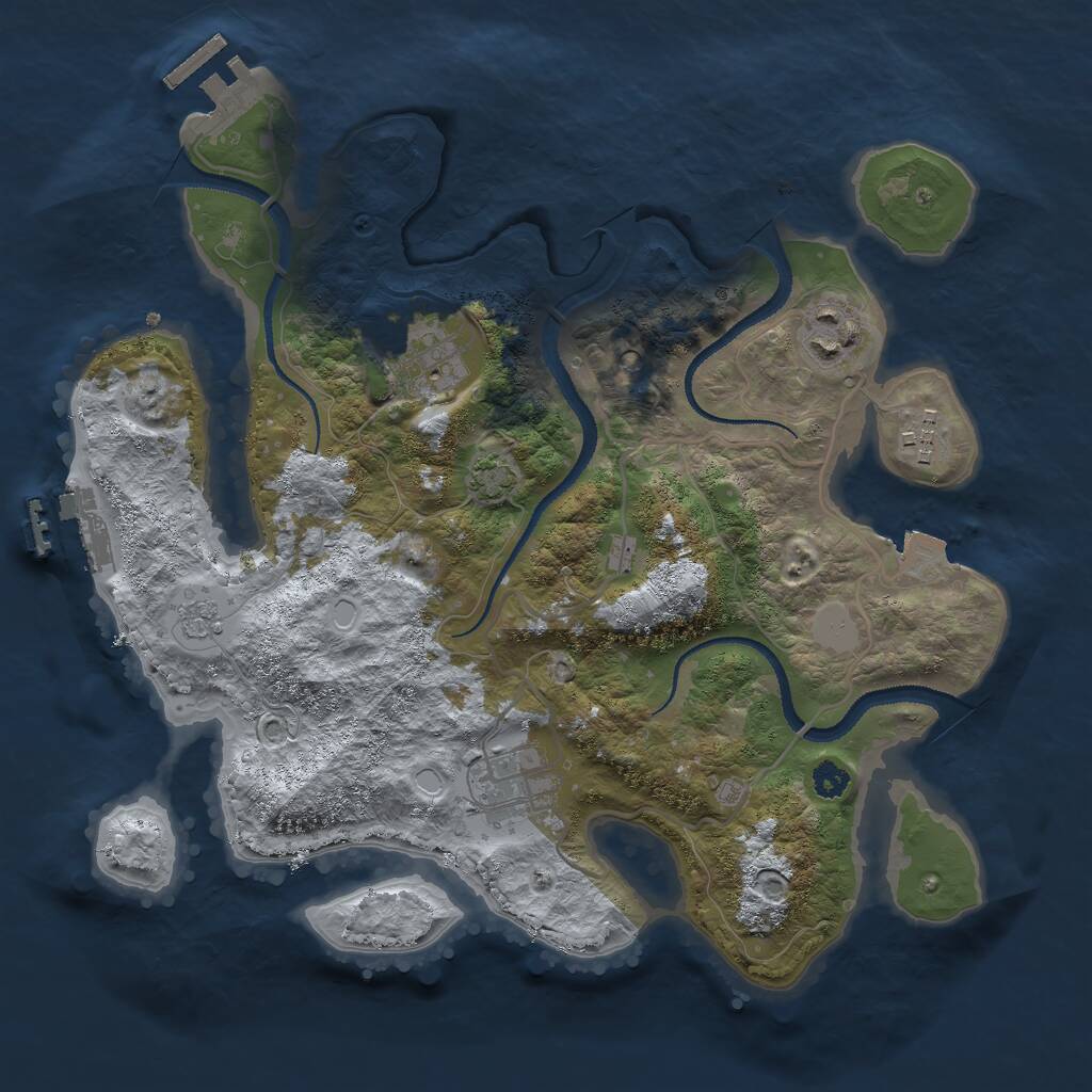 Rust Map: Procedural Map, Size: 3000, Seed: 1336879535, 10 Monuments