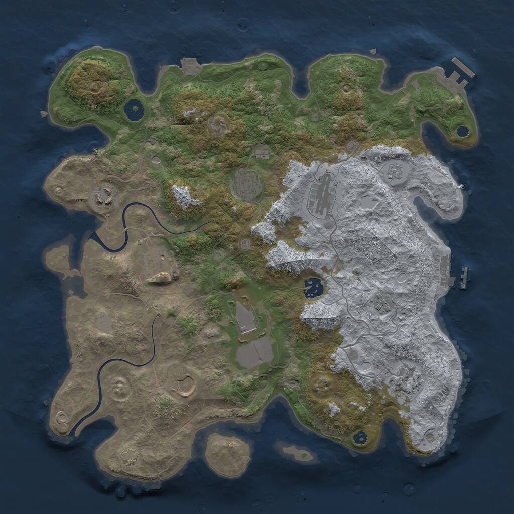 Rust Map: Procedural Map, Size: 3750, Seed: 1196141797, 15 Monuments