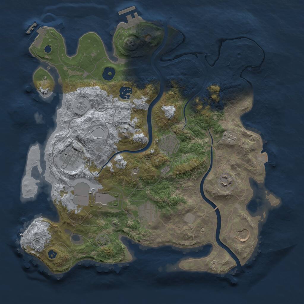 Rust Map: Procedural Map, Size: 3500, Seed: 6500, 14 Monuments