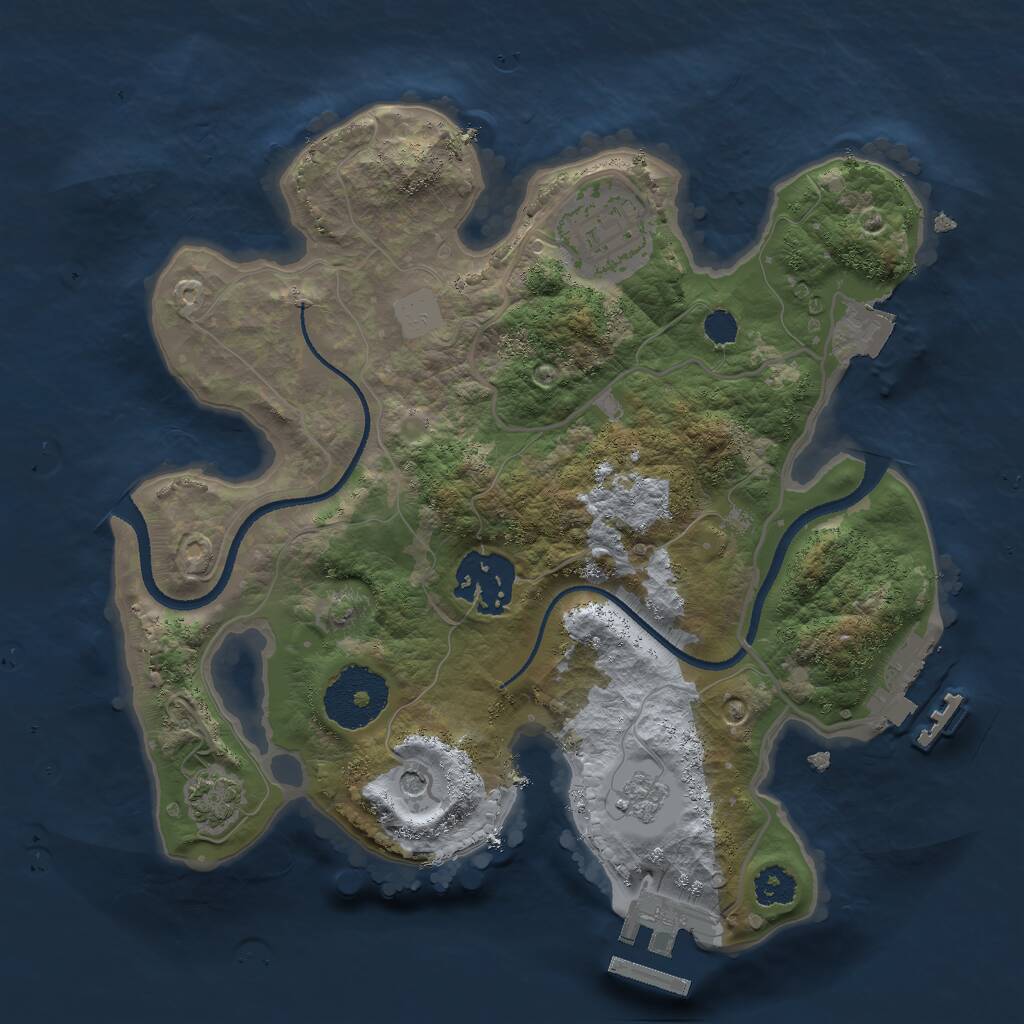 Rust Map: Procedural Map, Size: 2500, Seed: 354678679, 8 Monuments