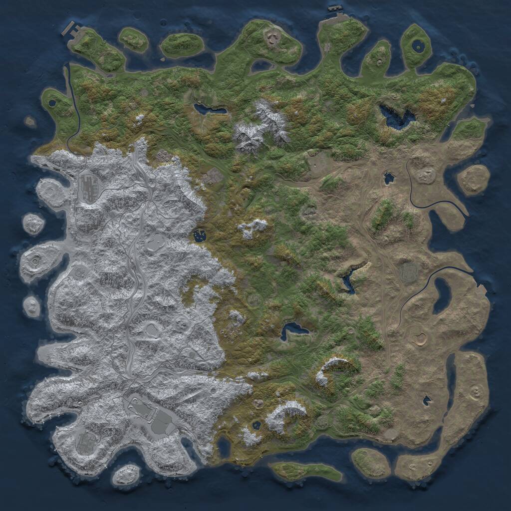 Rust Map: Procedural Map, Size: 6000, Seed: 16633, 17 Monuments