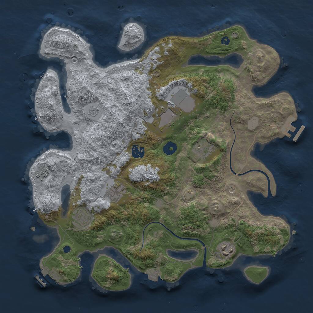 Rust Map: Procedural Map, Size: 3500, Seed: 669090137, 13 Monuments