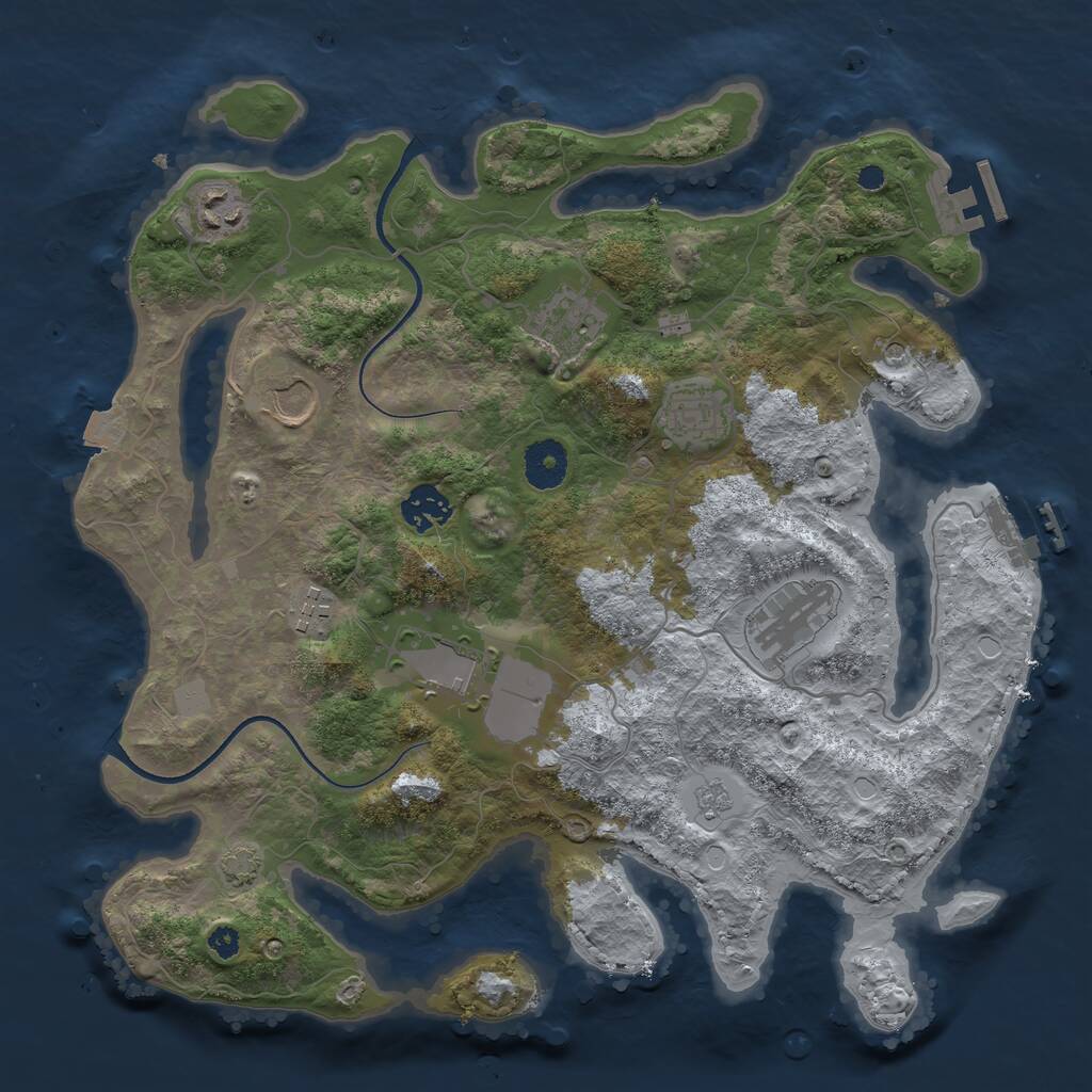 Rust Map: Procedural Map, Size: 3500, Seed: 1401100988, 14 Monuments
