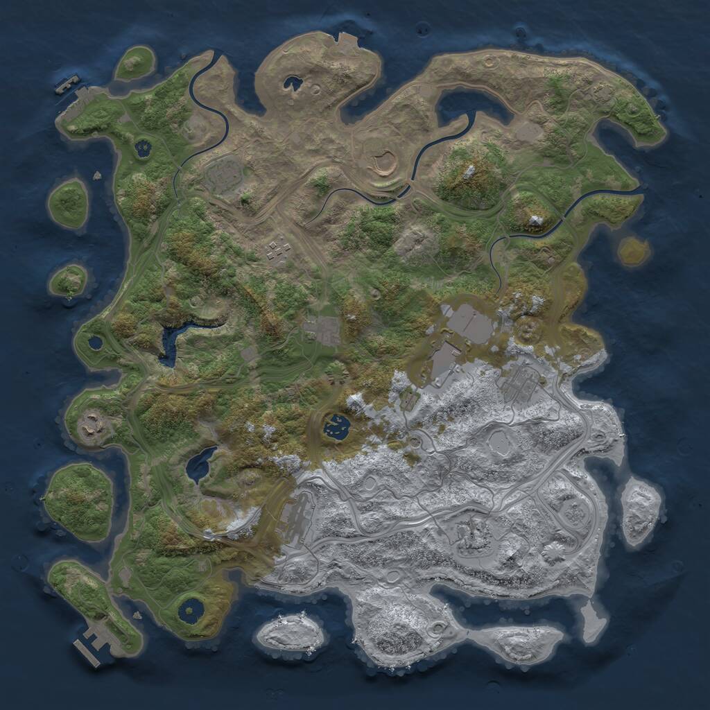 Rust Map: Procedural Map, Size: 4250, Seed: 1355628175, 16 Monuments