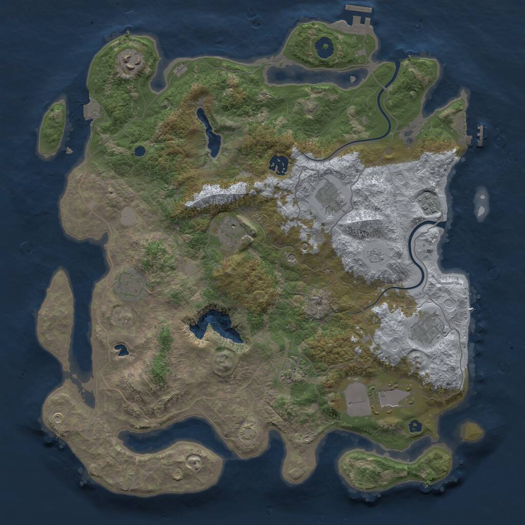 Rust Map: Procedural Map, Size: 4000, Seed: 636195553, 15 Monuments