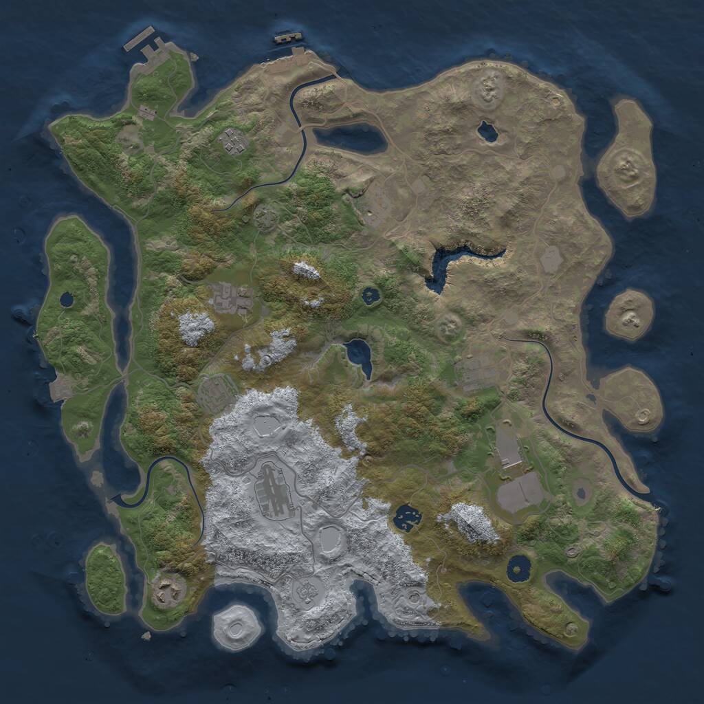 Rust Map: Procedural Map, Size: 4050, Seed: 413250765, 15 Monuments