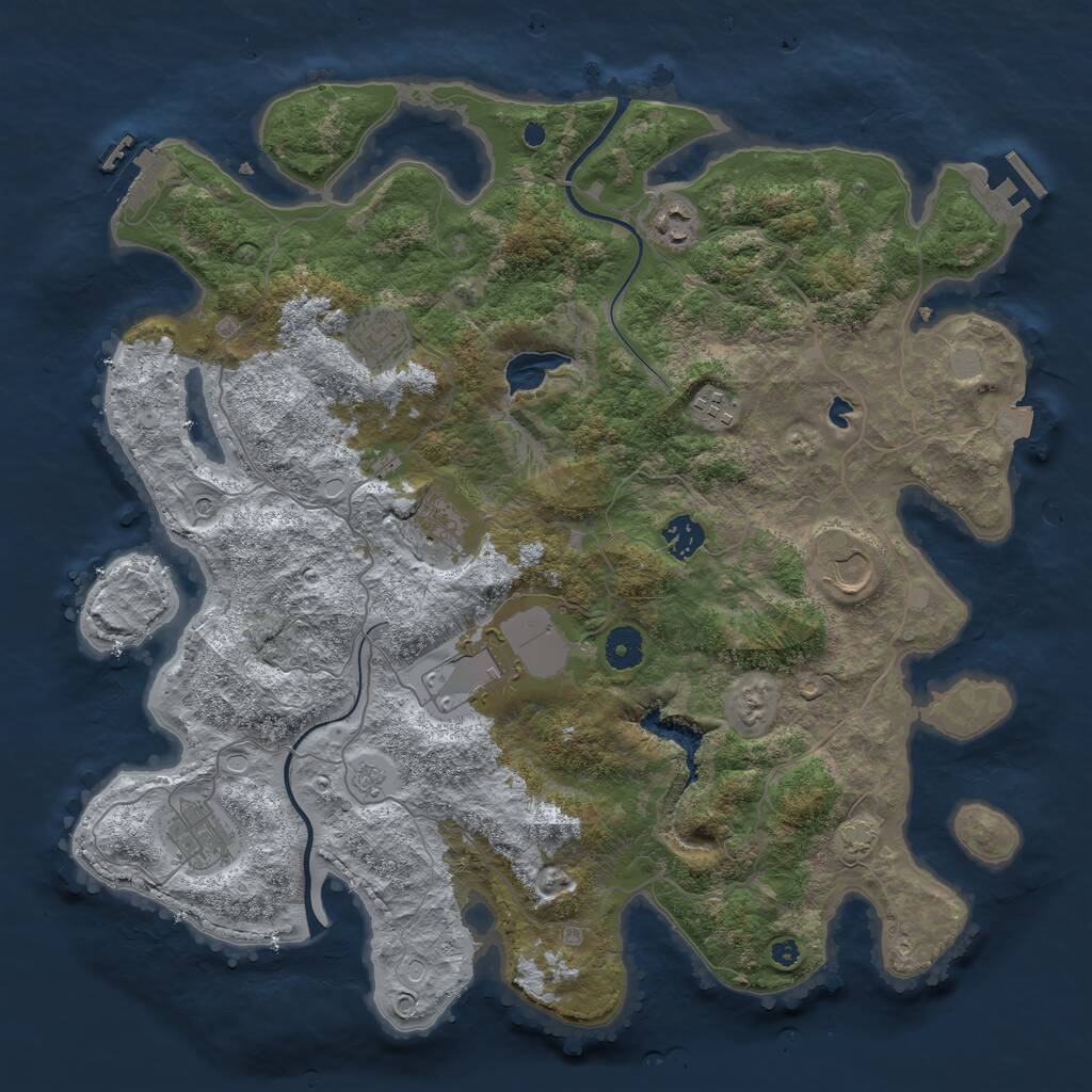 Rust Map: Procedural Map, Size: 4000, Seed: 69647015, 14 Monuments