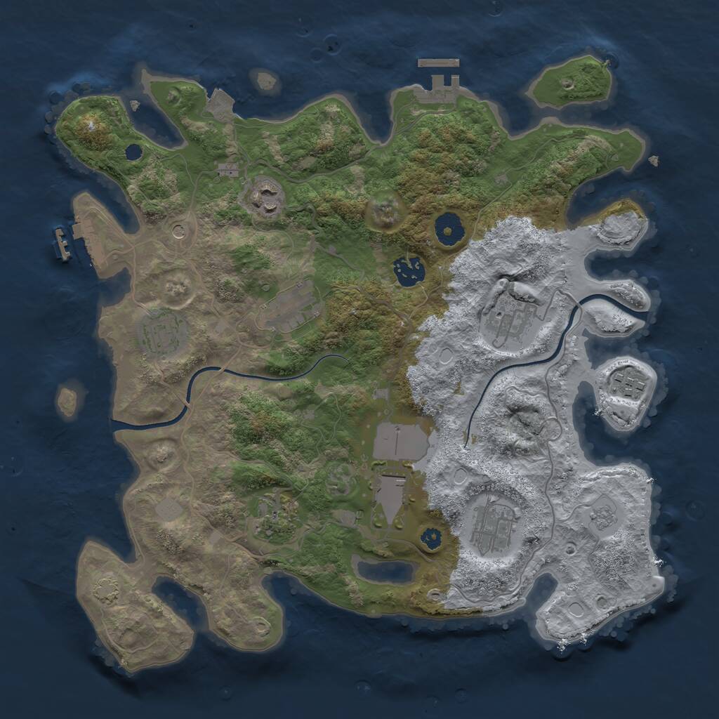 Rust Map: Procedural Map, Size: 3500, Seed: 2113965800, 15 Monuments
