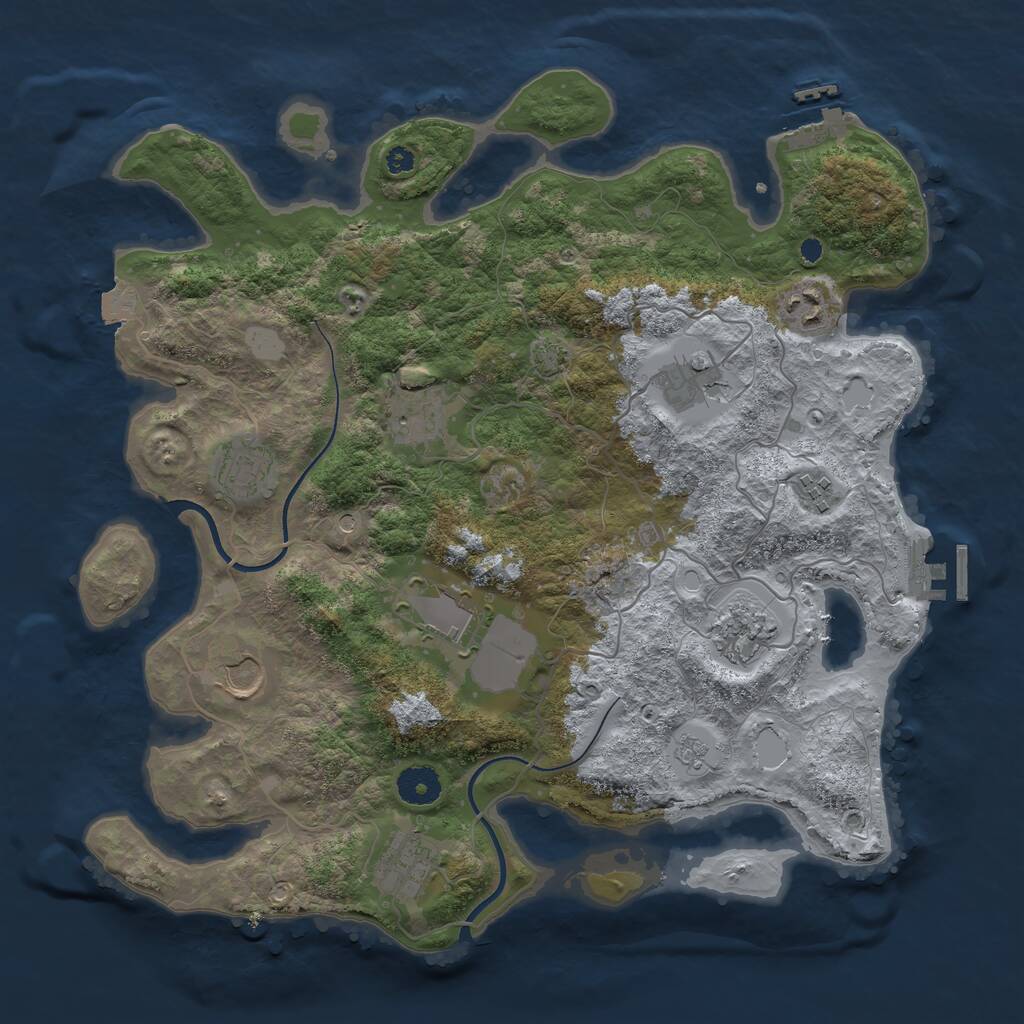 Rust Map: Procedural Map, Size: 3700, Seed: 1216327290, 15 Monuments