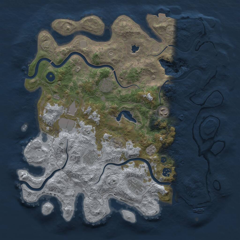 Rust Map: Procedural Map, Size: 4000, Seed: 1466460611, 13 Monuments