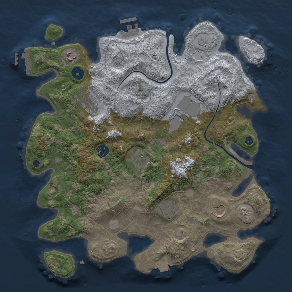 Rust Map: Procedural Map, Size: 3500, Seed: 1119334879, 13 Monuments