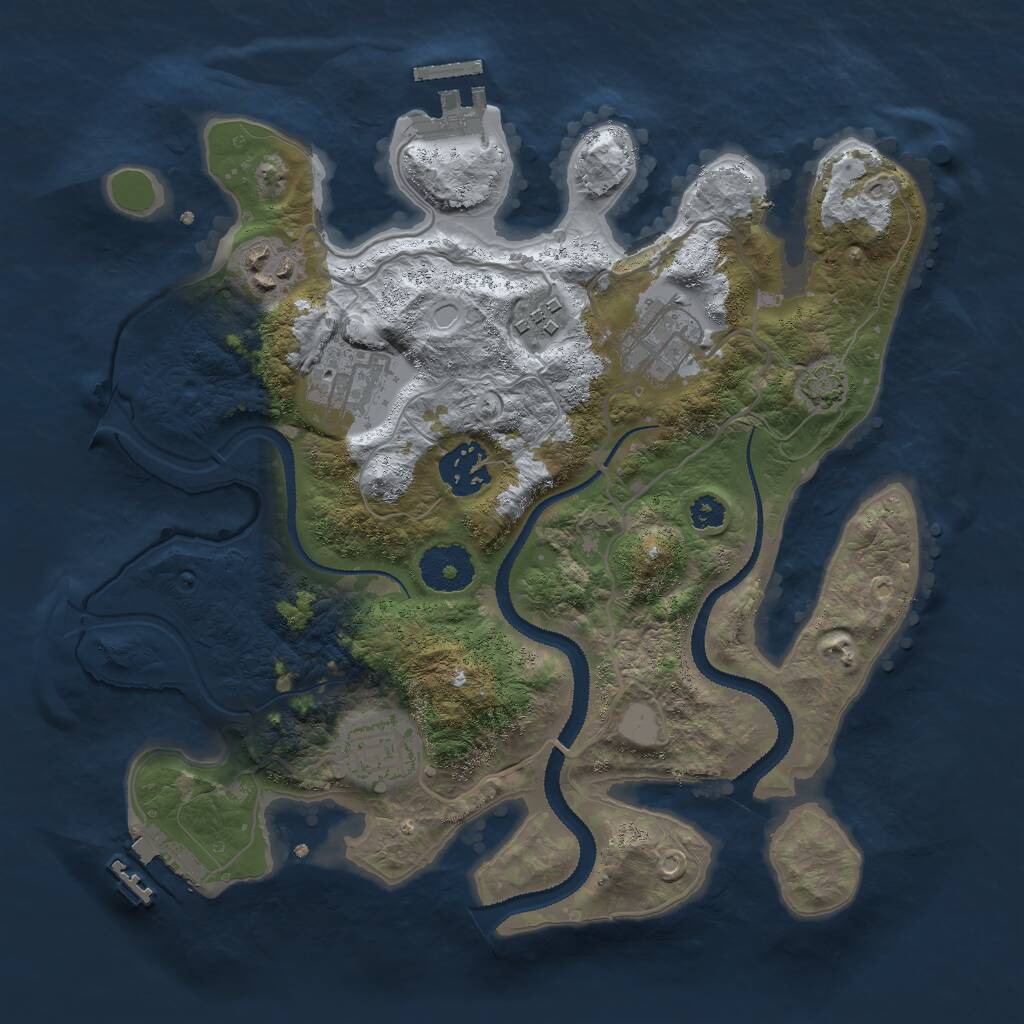 Rust Map: Procedural Map, Size: 3000, Seed: 1120724035, 10 Monuments
