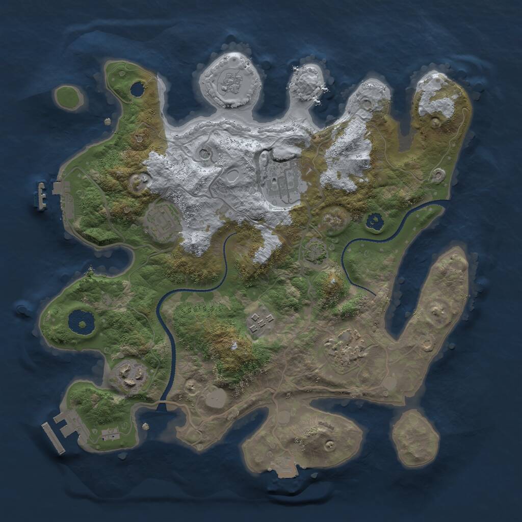 Rust Map: Procedural Map, Size: 3000, Seed: 1120724035, 11 Monuments