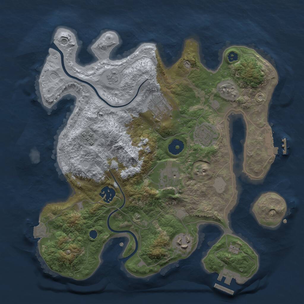 Rust Map: Procedural Map, Size: 3000, Seed: 568854254, 10 Monuments